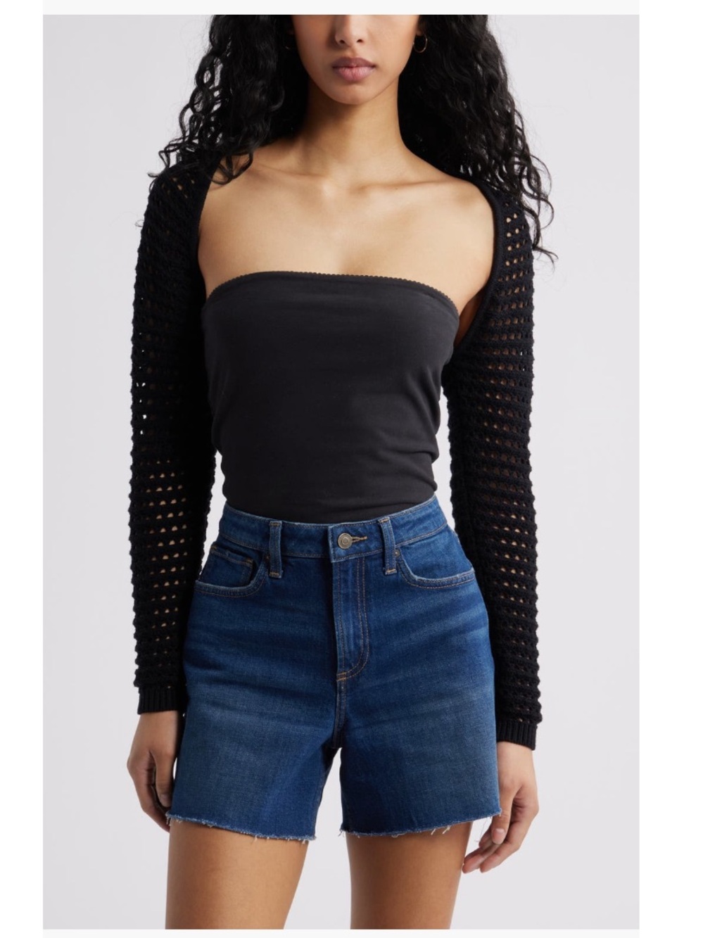 bp Black Openwork Sweater Shrug - Picture 7 of 12